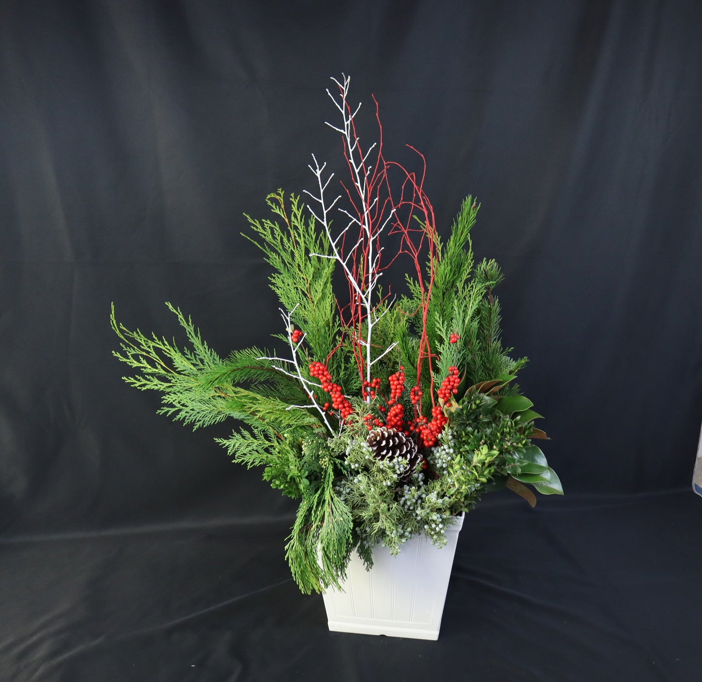 Medium White Winter Planter