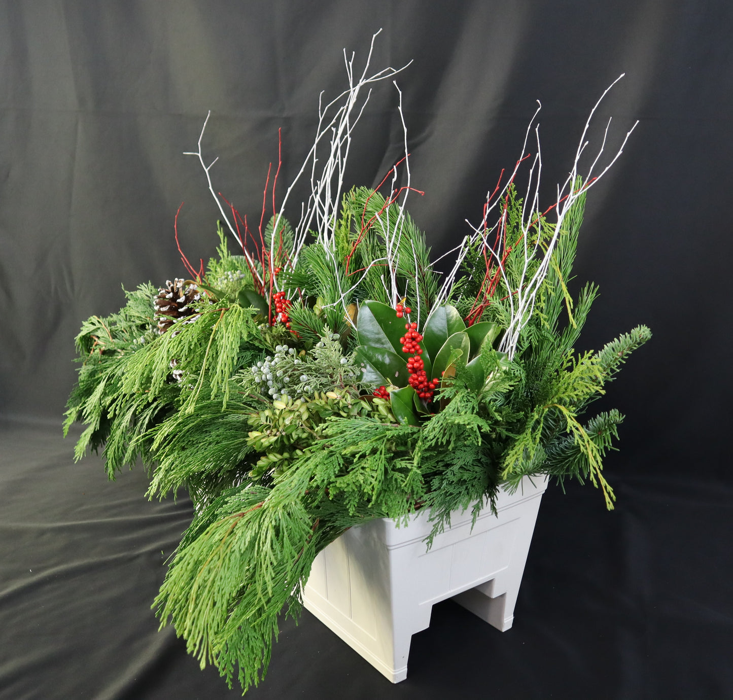 Rectangular Railing Winter Planter