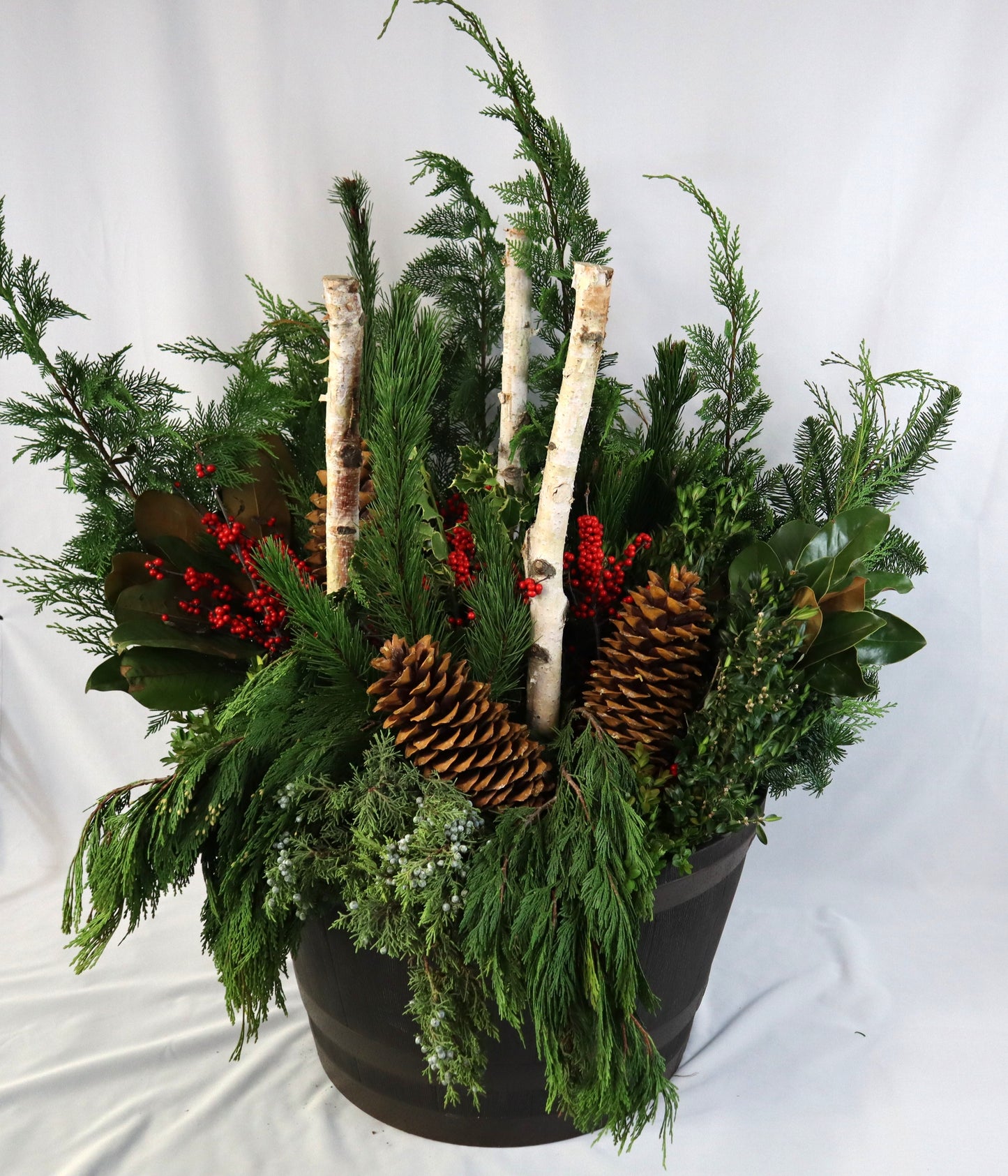 XL Whiskey Barrel Winter Planter