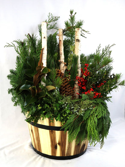 21" Acacia Wood Winter Planter