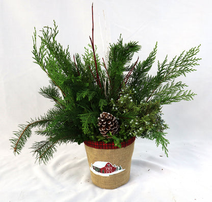 Burlap Winter Planter – Compact Size