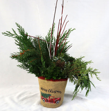Burlap Winter Planter – Compact Size