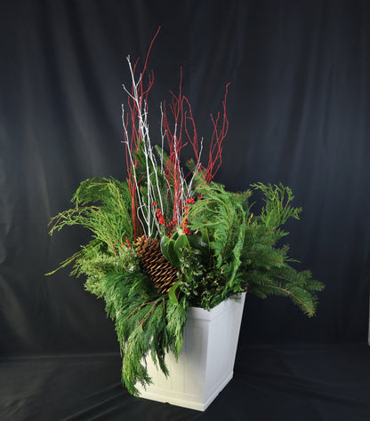 Large White Winter Planter