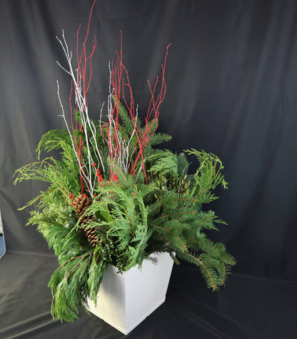 Large White Winter Planter