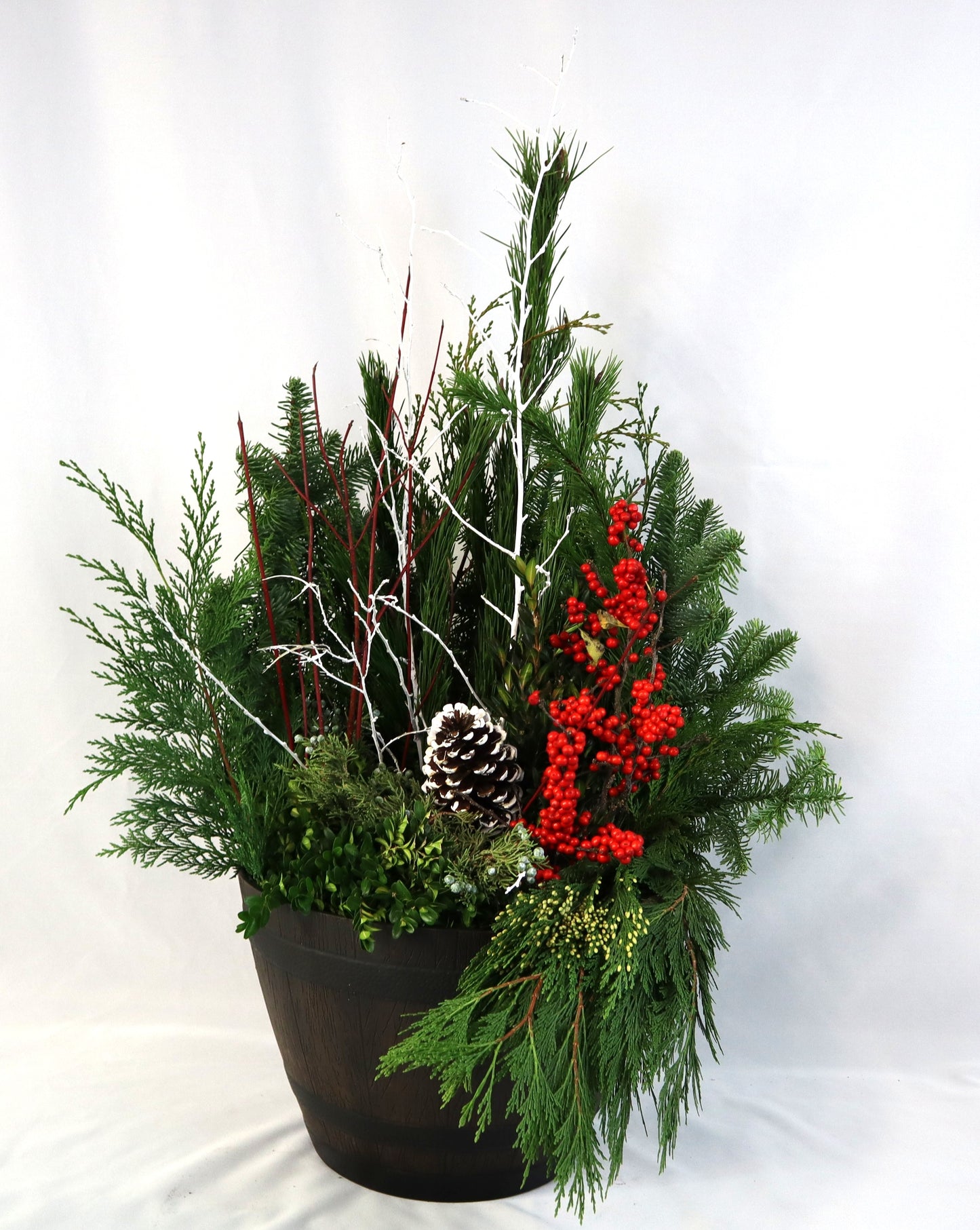 Medium Whiskey Barrel Winter Planter