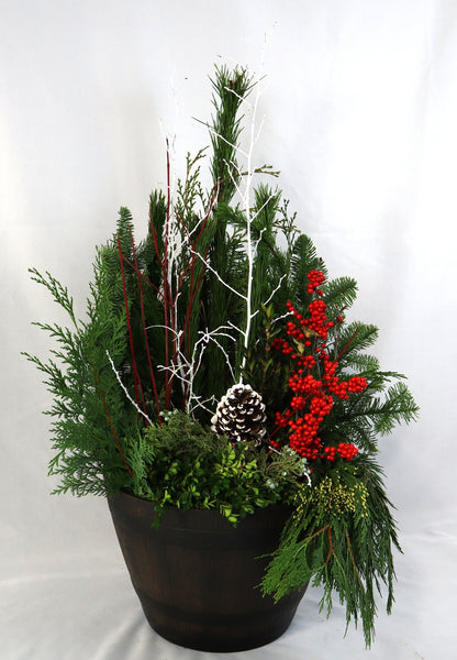 Medium Whiskey Barrel Winter Planter