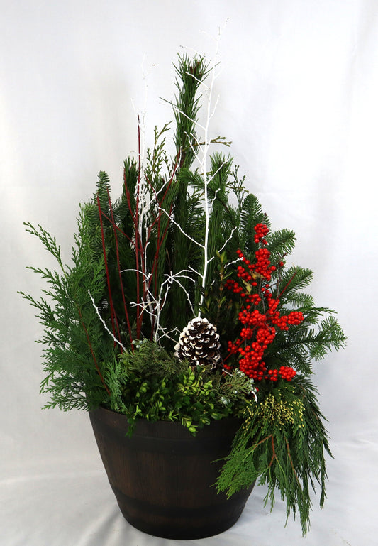 Medium Whiskey Barrel Winter Planter