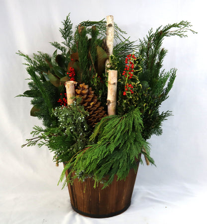Medium Real Wood Winter Planter