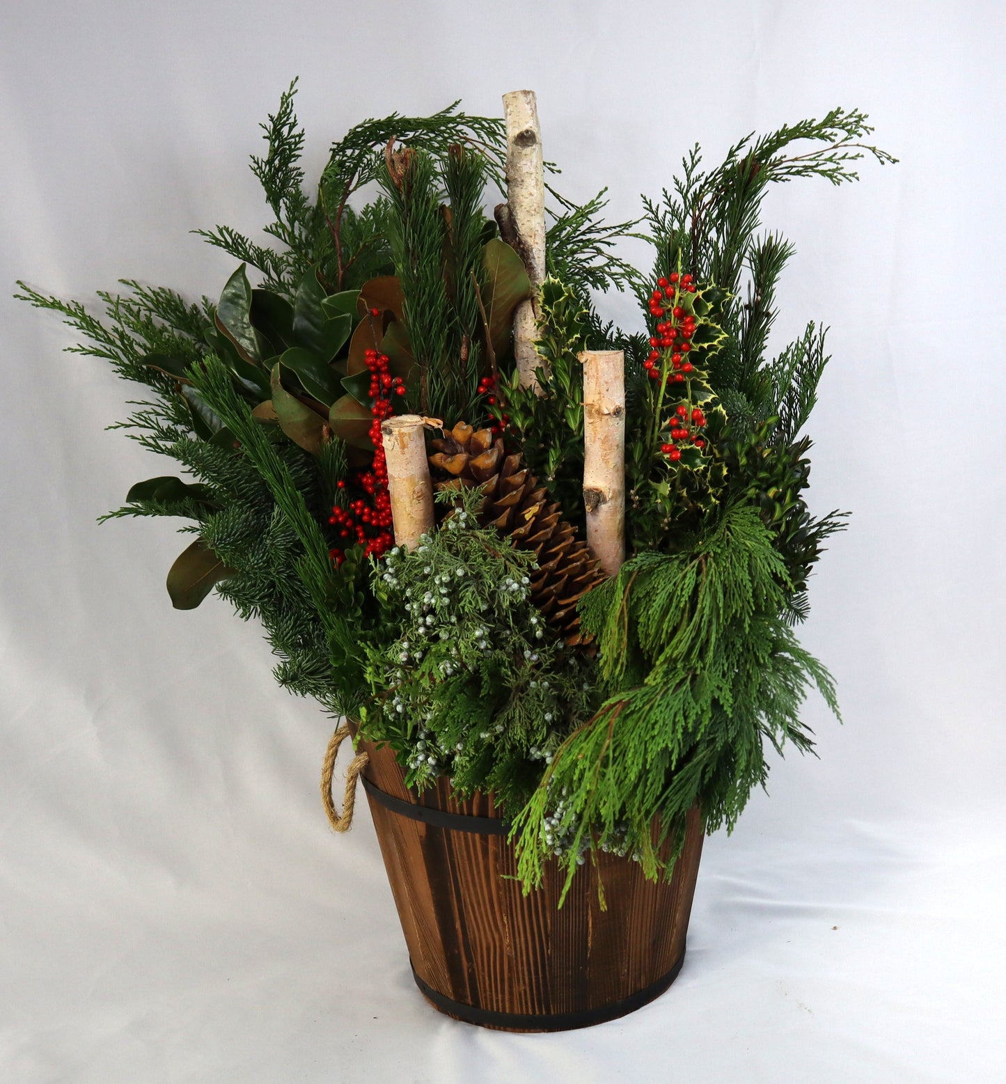 Medium Real Wood Winter Planter