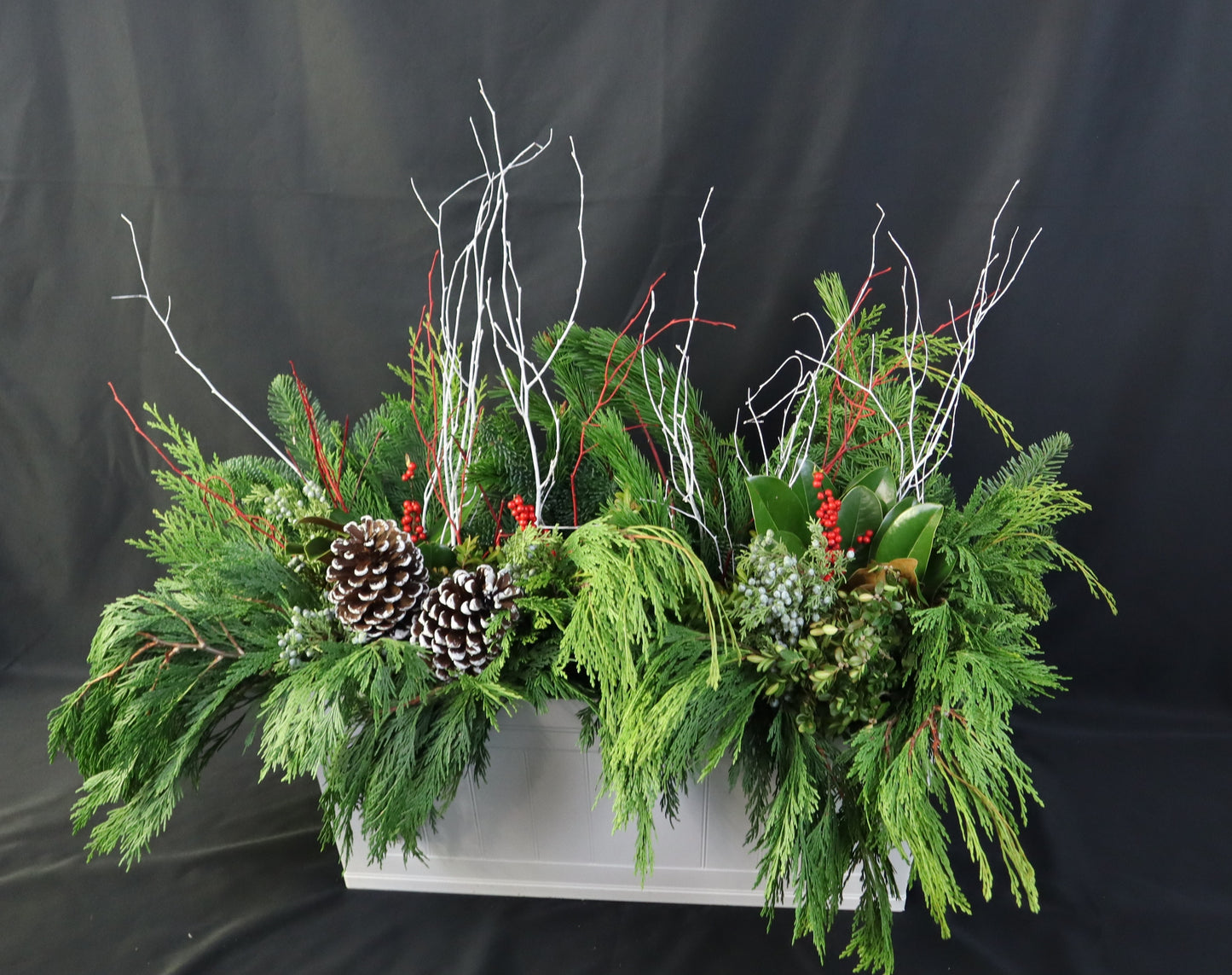 Rectangular Railing Winter Planter