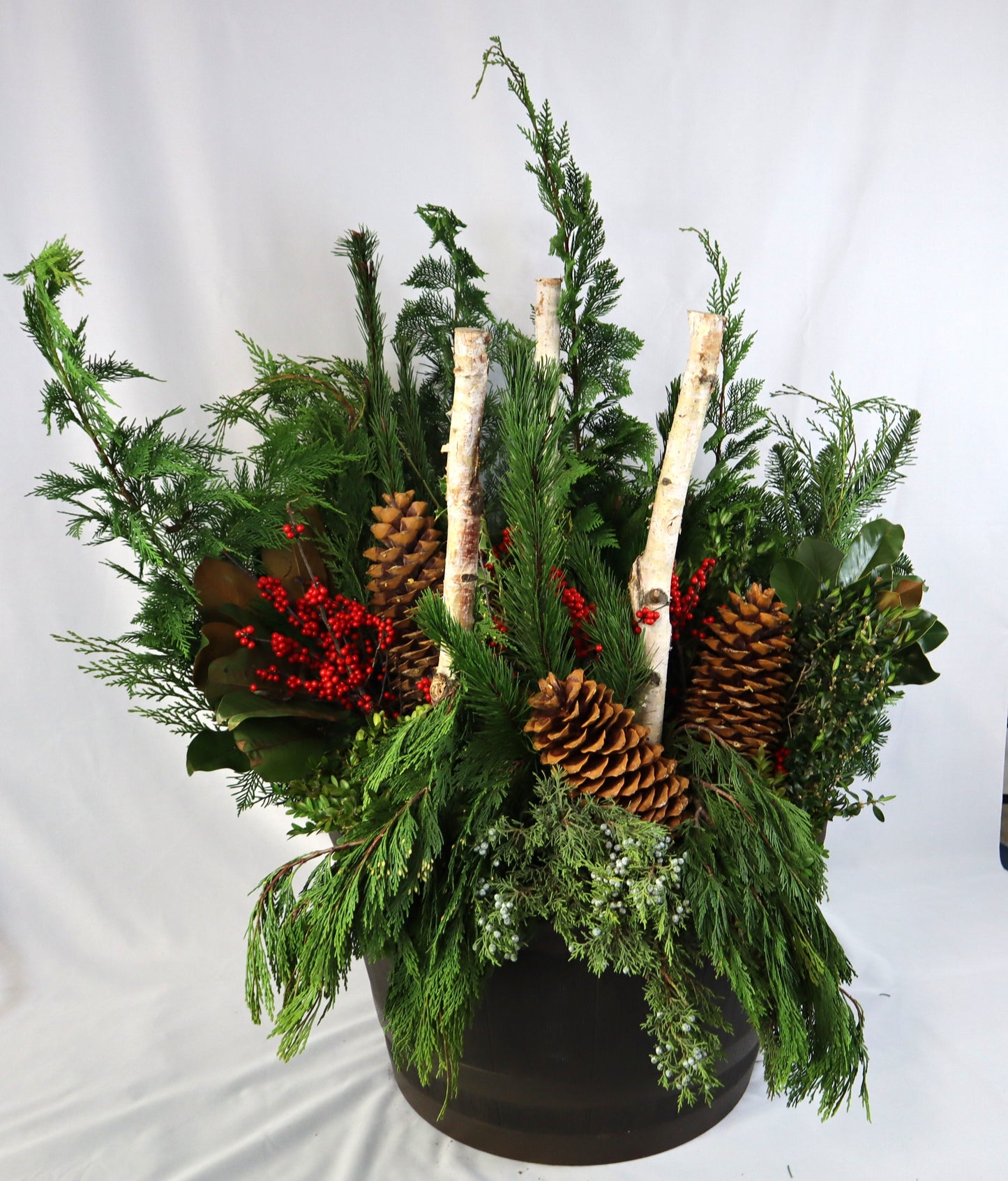 XL Whiskey Barrel Winter Planter